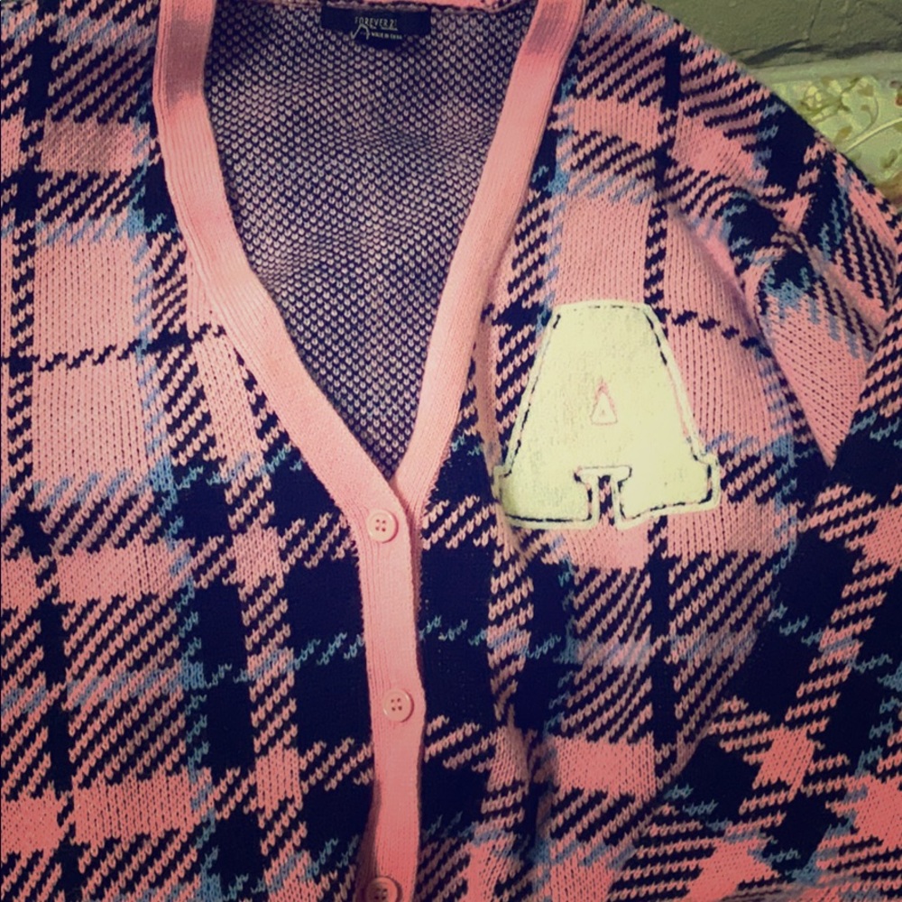 Pink button varsity Cardigan